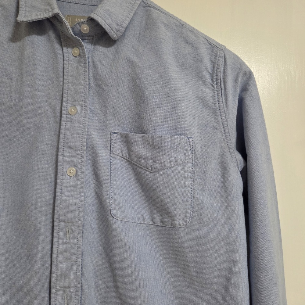 Everlane 100% Organic Cotton Button Up Denim Shirt In Baby Blue - Picture 3 of 9
